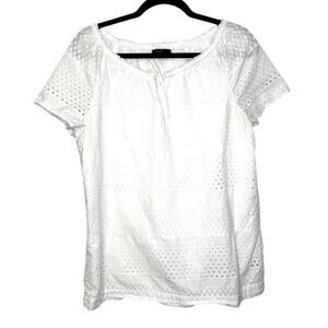 Tommy Hilfiger white eyelet  lace Swiss dot cotton boho blouse. Size M